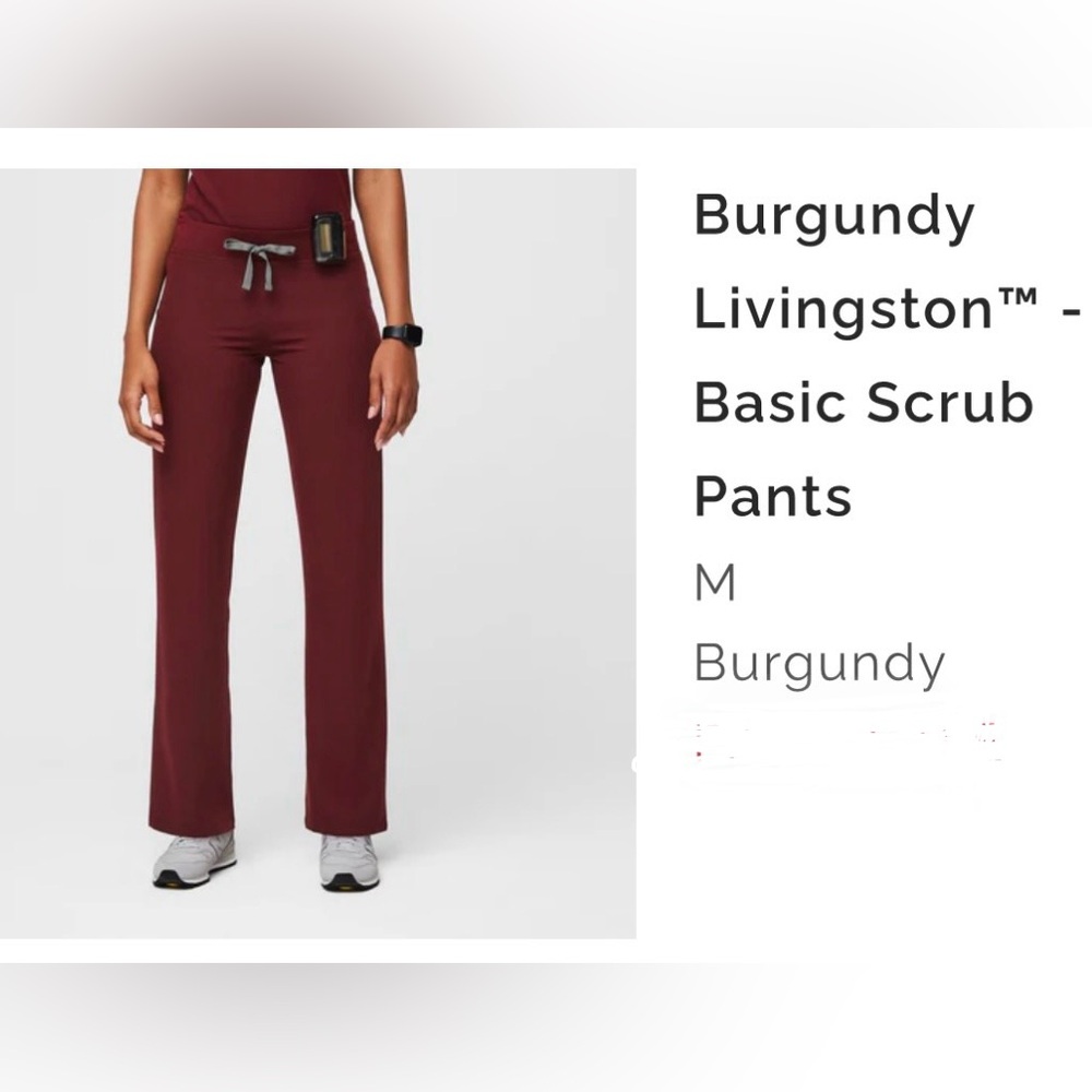 Figs Burgundy Livingston Basic Scrub Pants